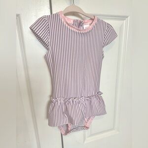 Ruffle Butts toddler girl lavender seersucker swimsuit 3T